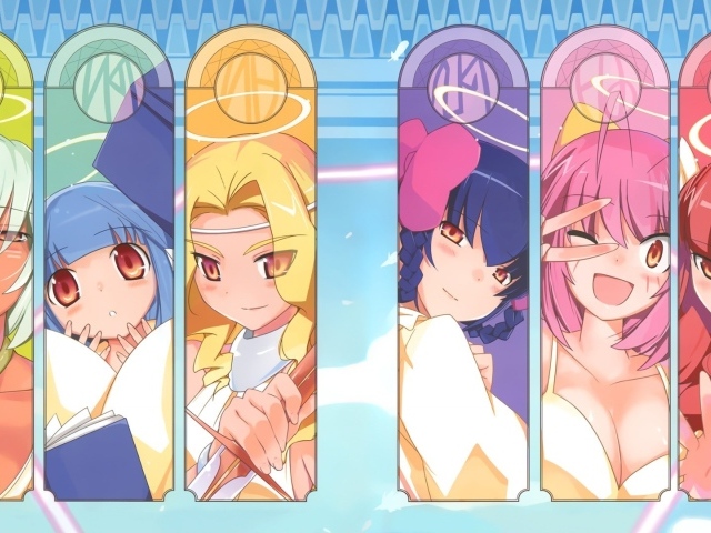 Таблички с лицами героев аниме Одному лишь Богу ведомый мир