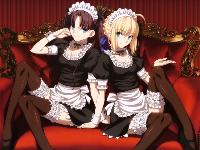 Две девушки горничные в аниме