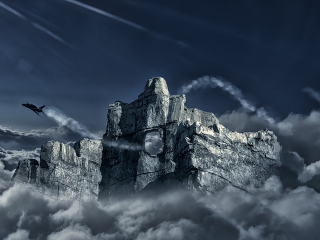 Самолет пролетел сквозь отверстие в скале