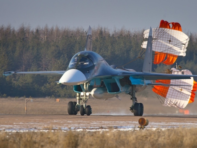 Посадка истребителя Су 34