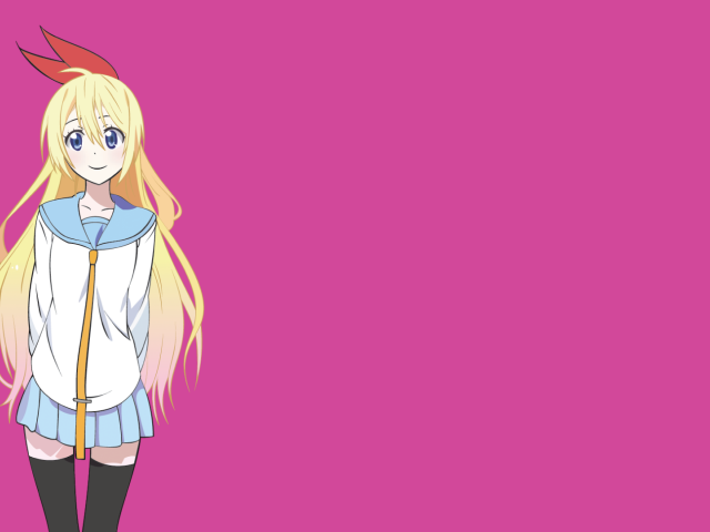 Блондинка аниме Nisekoi, розовый фон
