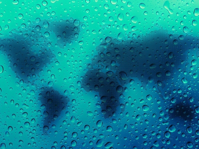 Голубая карта мира в каплях воды