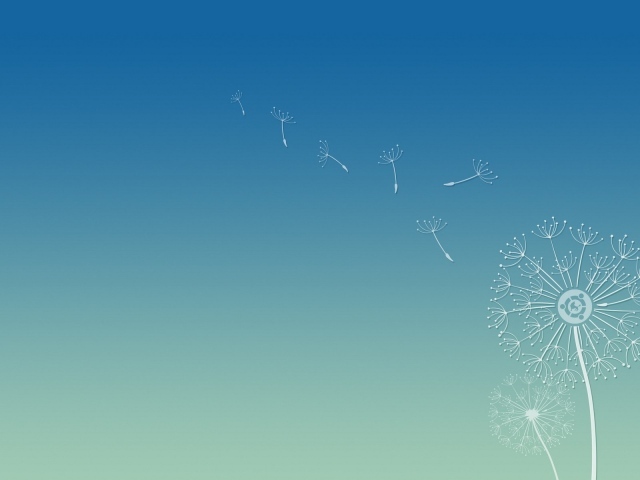 Семена одуванчика, фон Убунту