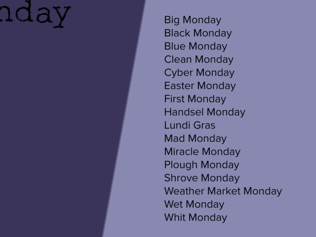 Описание понедельника на английском языке