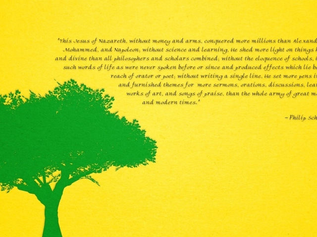 Зеленое дерево на желтом фоне