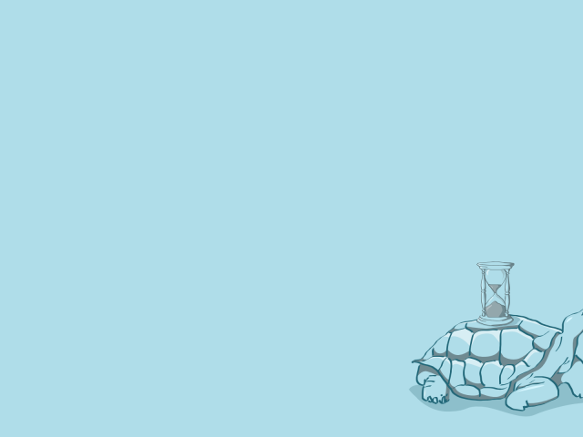 Песочные часы на черепахе, голубой фон