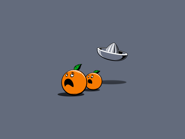 Апельсины убегают от соковыжималки