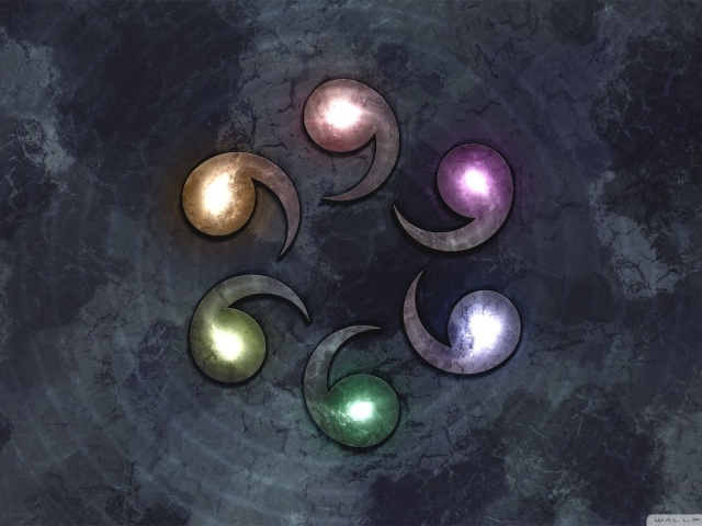 Радужные запятые, фон