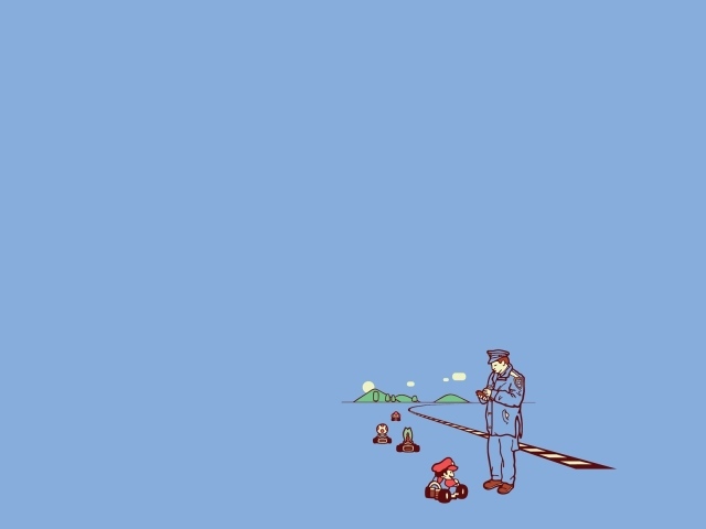 Полицейский остановил Марио на дороге, фон