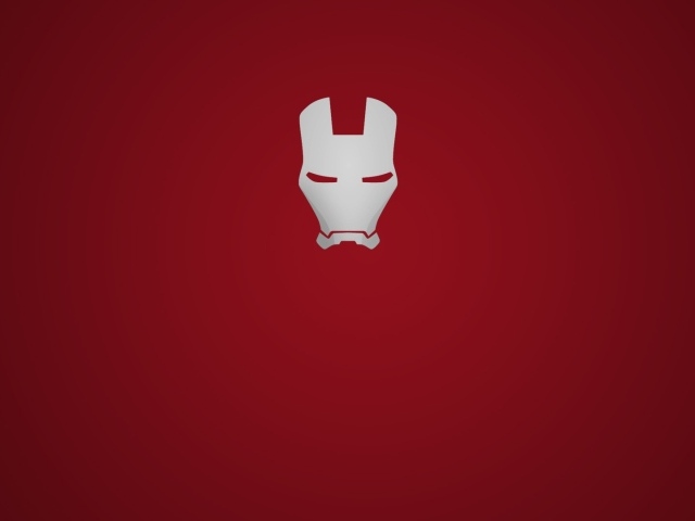 Белая маска Железного человека, красный фон