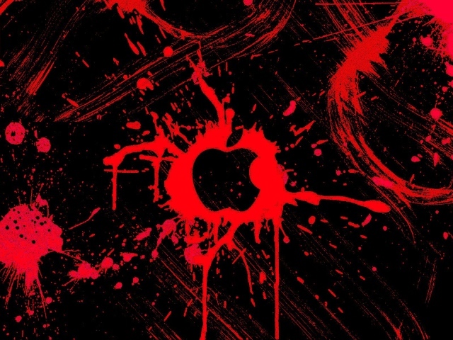 Символ на красном трафарете Apple Inc.