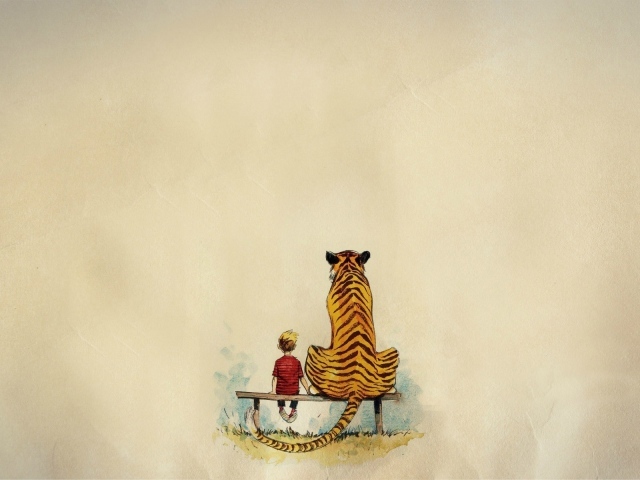 Мальчик и тигр из комикса Кельвин и Хоббс