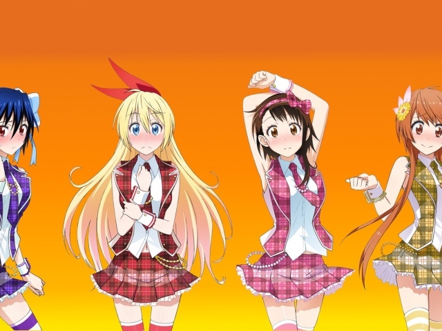 Девочки аниме в клетчатых нарядах