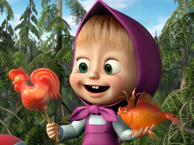 Леденец петушок для Маши, мультфильм Маша и медведь