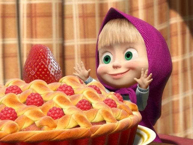 Клубничный пирог для Маши, мультфильм Маша и медведь