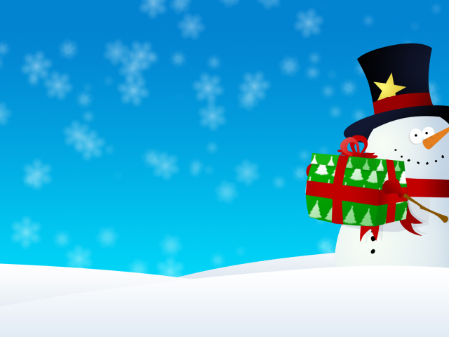 Снеговик в черной шляпе