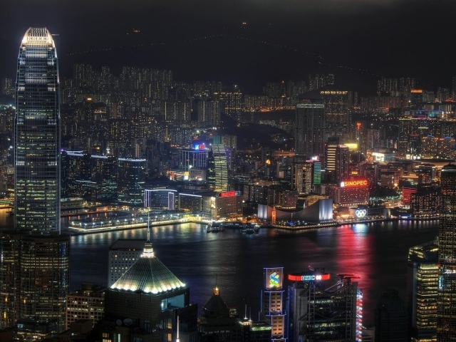 Ночной город Гонконг