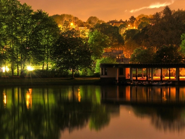 Ночное освещение в городском парке