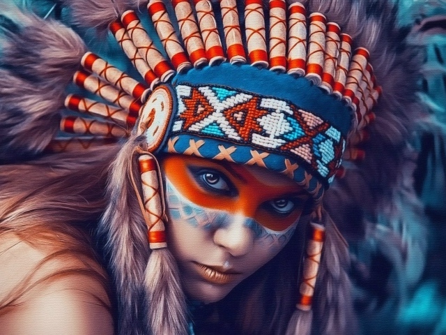Девушка в наряде индейца