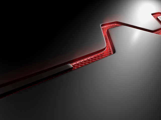 Красная решетка на корпусе компьютера