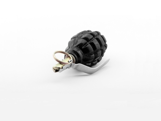 Черная граната на белом фоне