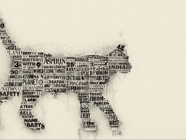 Силуэт кошки из надписей