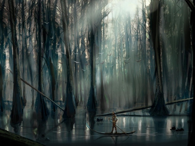 Путешествие на лодке в мертвом лесу