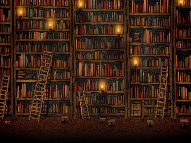 Библиотека с множеством книг