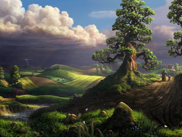 Сельская равнина на картине