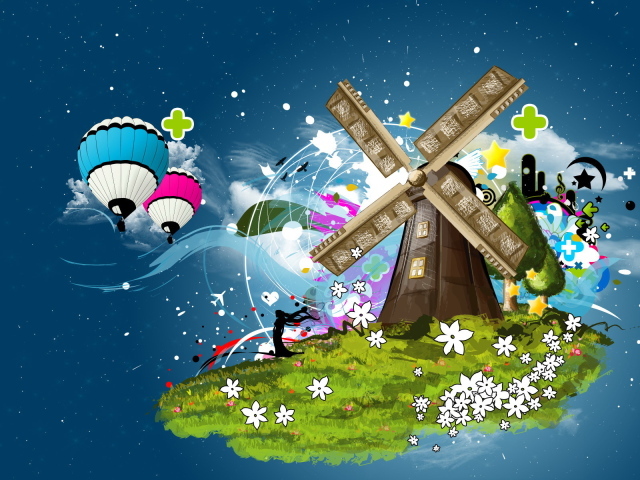 Ветреная мельница на острове