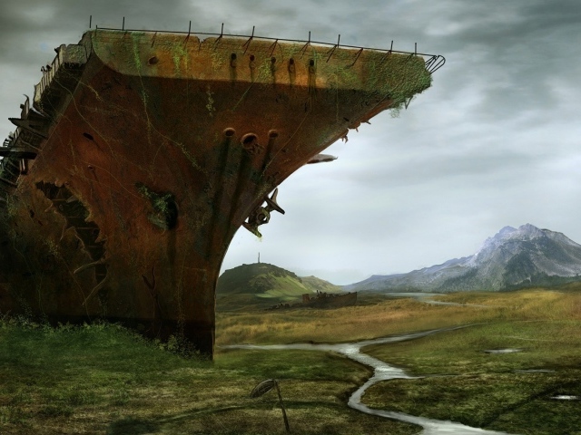 Авианосец в высохшем море