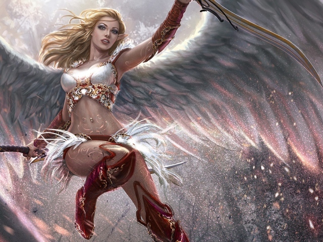 Девушка ангел с оружием в руках