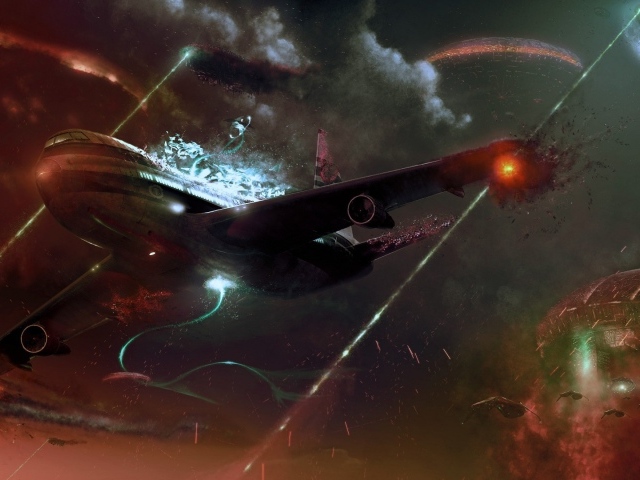 Удар лазера по самолету