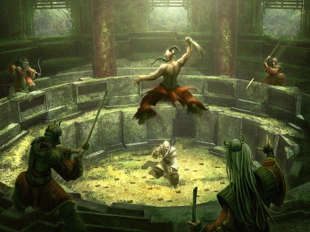 Казак сражается с турками на арене