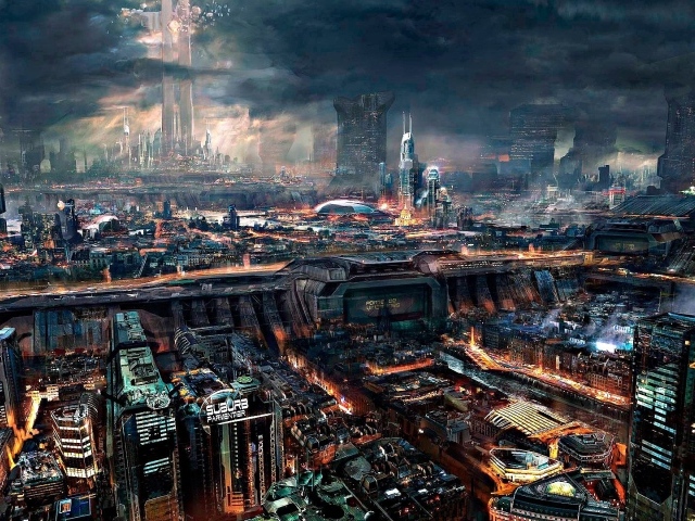 Плотная застройка в городе будущего