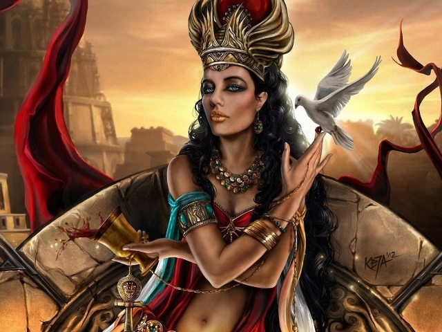 Фэнтези девушка с голубем на руке