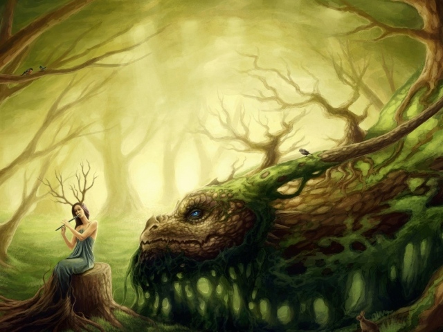 Лесная фея играет на свирели