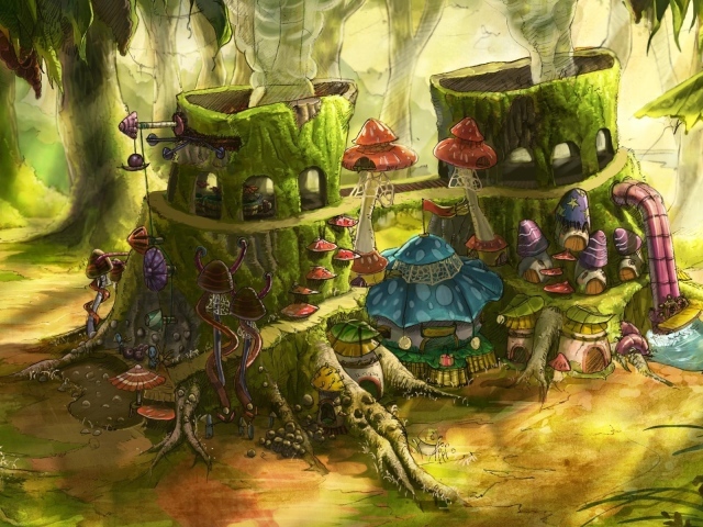 Домик для грибов среди леса