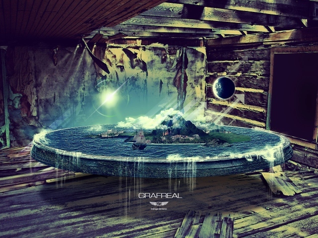 Модель мира на столе в старой хижине