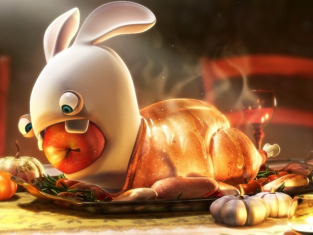 Кролик в утке на столе