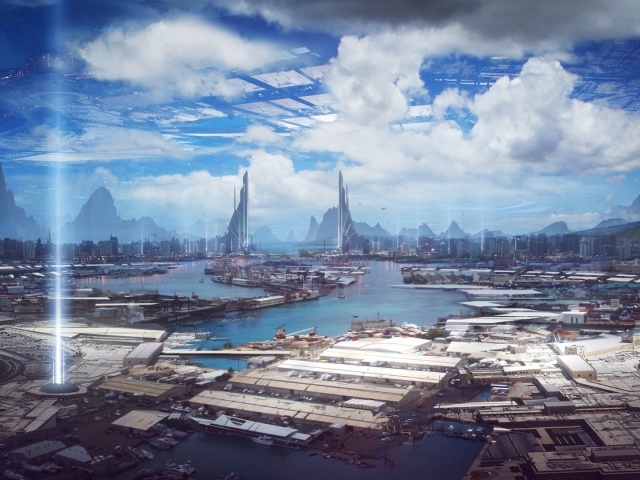 Лучи света в фантастическом городе