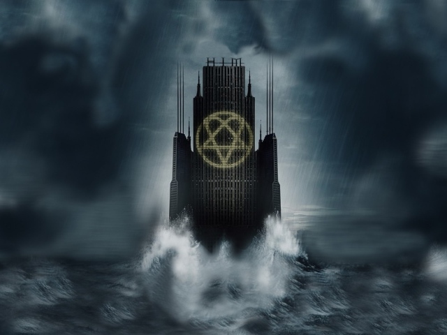 Символ на небоскребе в воде