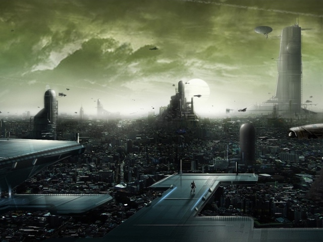 Технологичный город в будущем