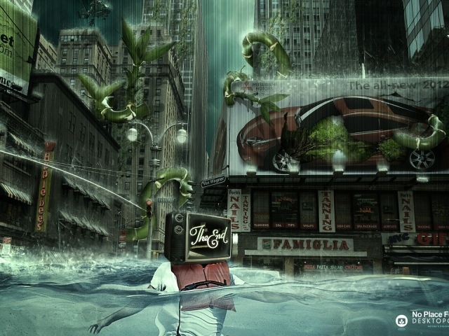 Город тонет в дожде и растениях