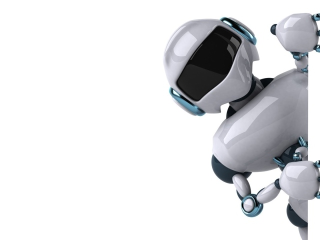 Робот выглядывает из-за угла