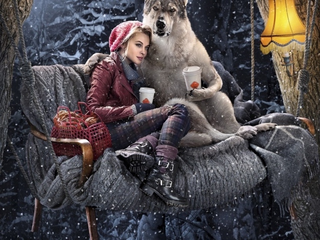 Волк пьет кофе с Красной шапочкой