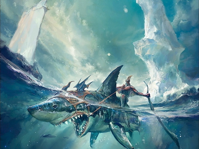 Монстр верхом на акуле