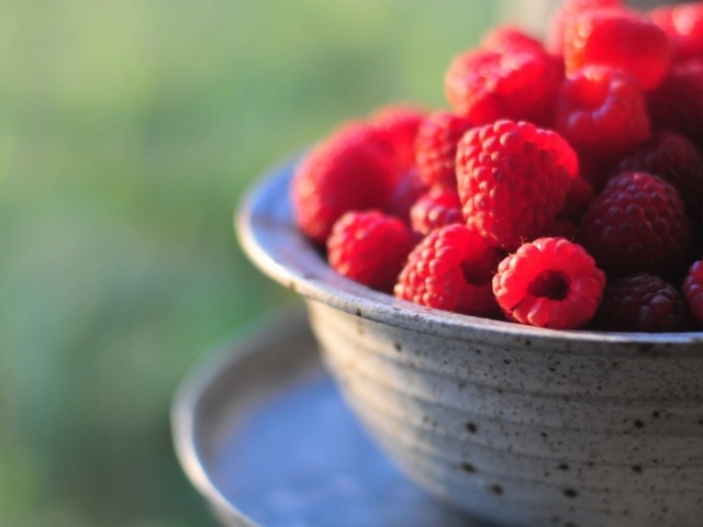 Полная миска спелой малины