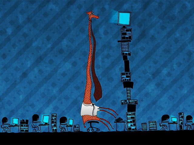 Жираф за компьютером