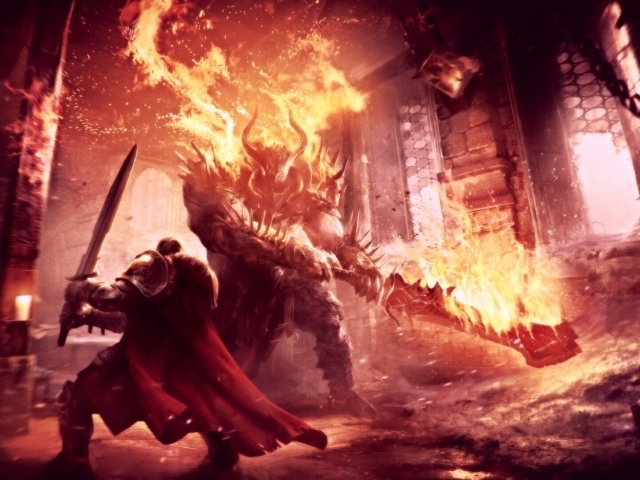 Огненный монстр в игре Lords of the Fallen